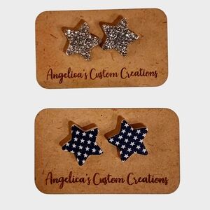 Patriotic Star Acrylic Stud Earrings – 2-Pack